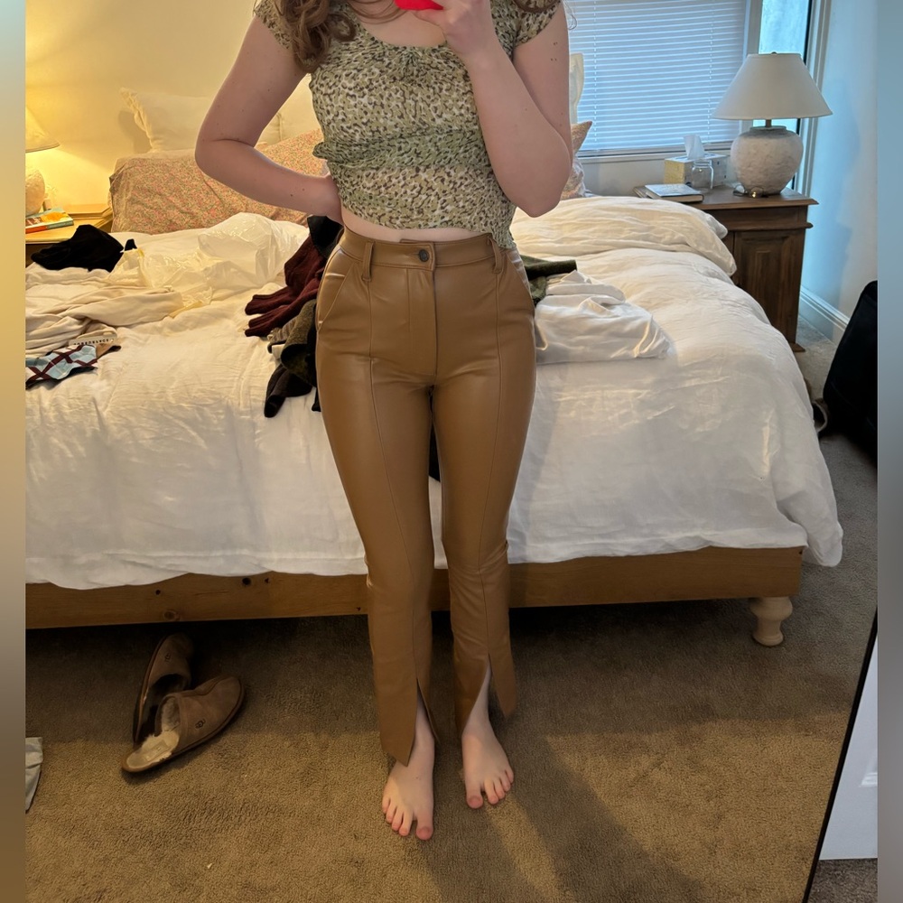 Abercrombie faux leather tan skinny high waisted pants
